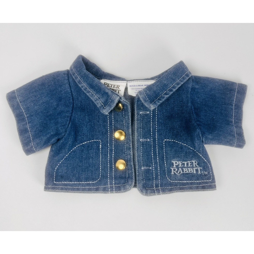 BABW Build A Bear PETER RABBIT Blue Denim Jean Jacket Coat Embroidered Logo 2019